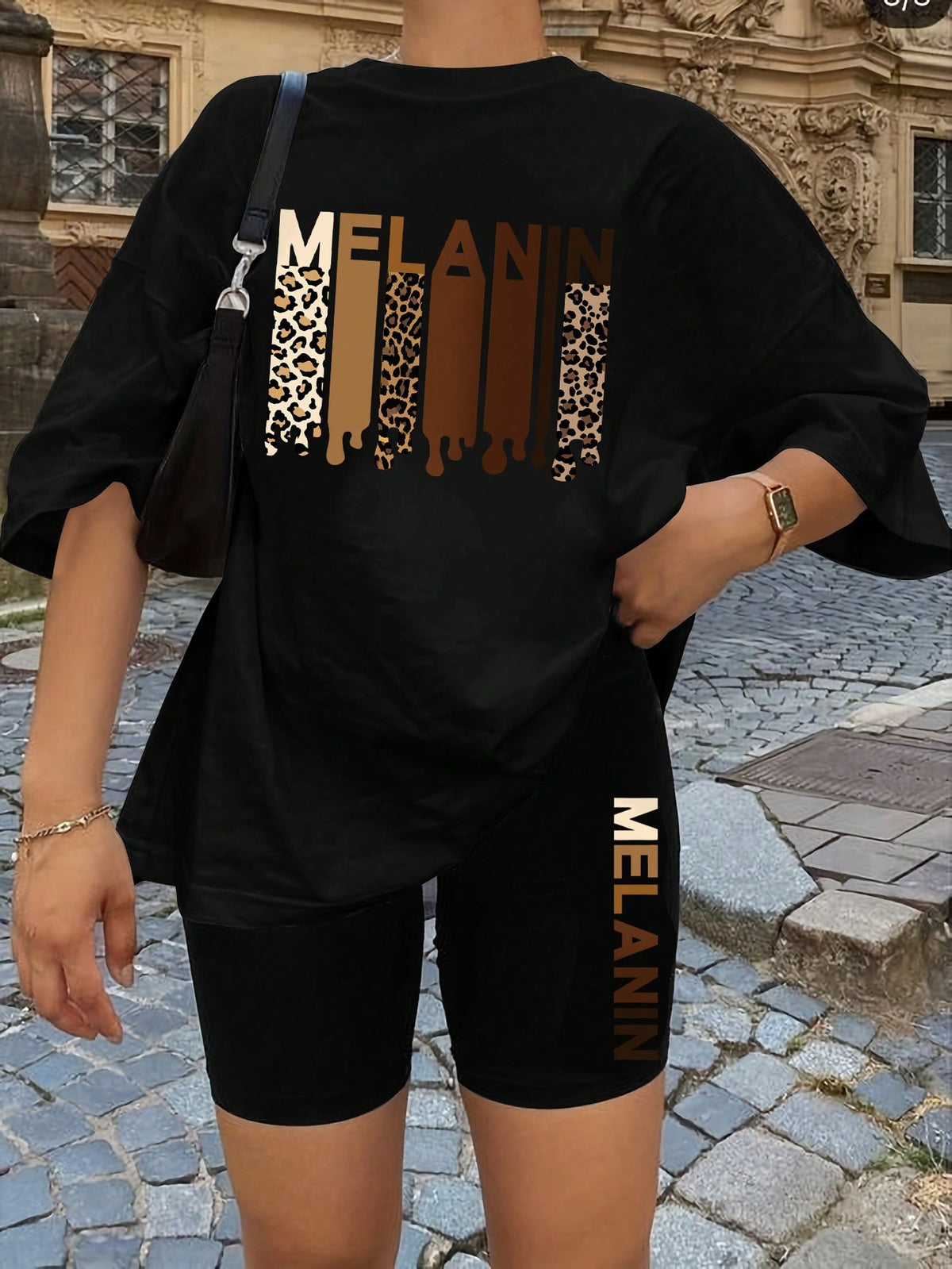 Letter Printed Short Sleeve T-Shirt And Shorts