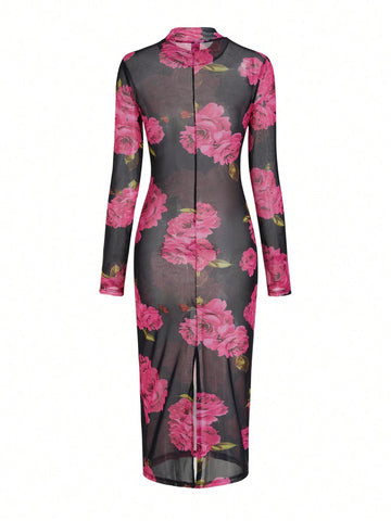 Mesh Printed Sexy Dress