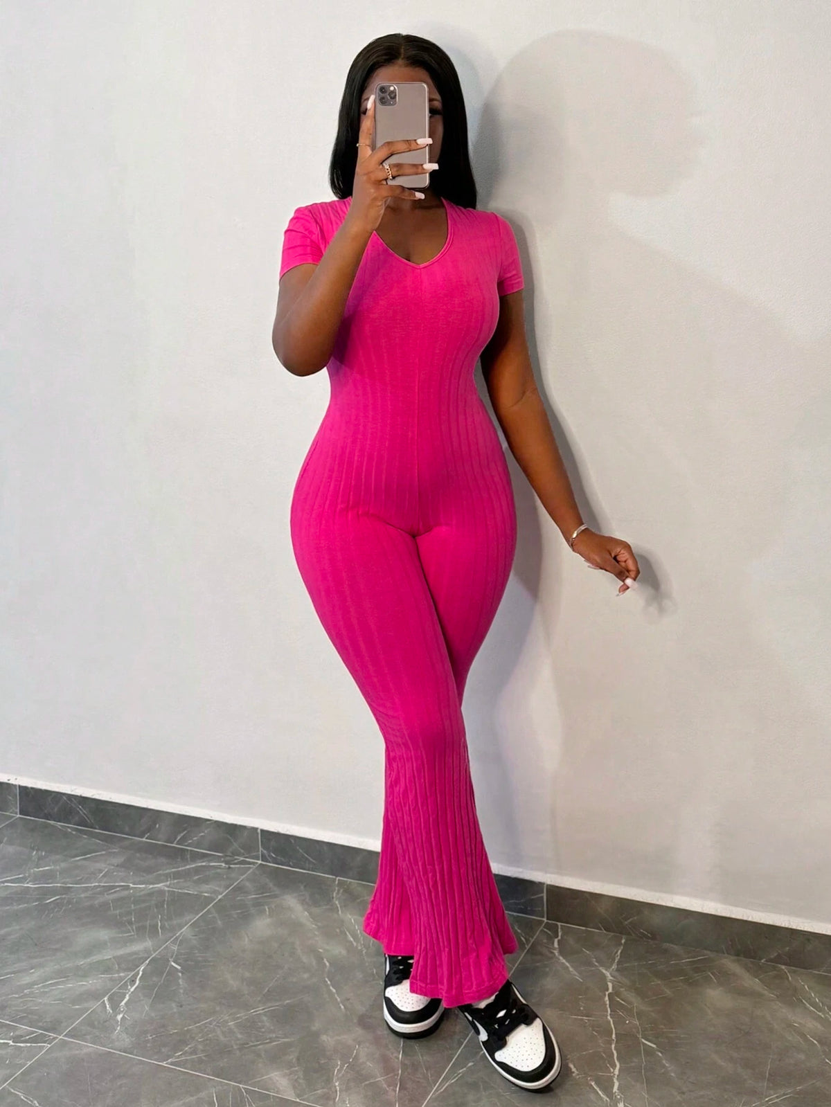 New Casual Street Style Ribbed Knit Jumpsuit