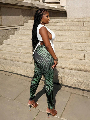 New Sexy Vacation-Bound Bandeau Top And Tight Transparent Leggings -Z