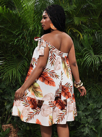 New Spring And Summer Casual Vacation Oblique Shoulder Off-Shoulder One-Shoulder Bow A-He