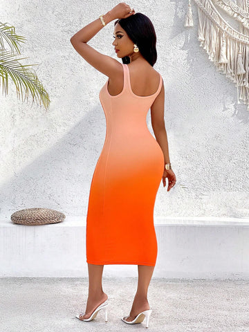Ombre Outer Seam Slim-Fit Tank Dress Party Dress Cocktail Dress