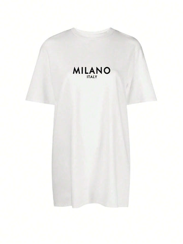 Oversized (100% Cotton) Short Sleeve T-Shirt Dress, Suitable For Summer