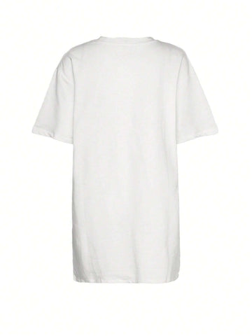 Oversized (100% Cotton) Short Sleeve T-Shirt Dress, Suitable For Summer