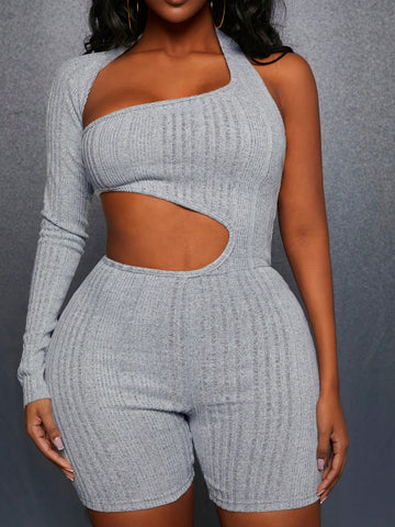 Ribbed Knit Hollow Out Jumpsuit