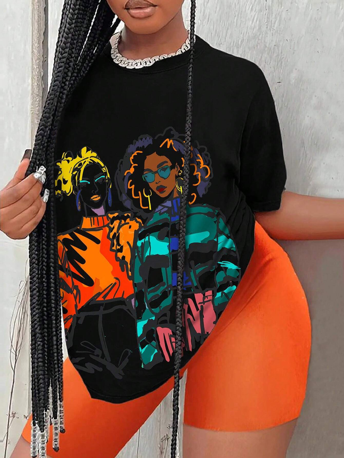 Slayr Round Neck Contrast Color Short Sleeve T-Shirt Graphic Tees Women Tops