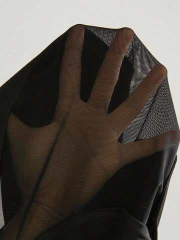Sexy Sheer Mesh Twist Front Bodysuit For Women