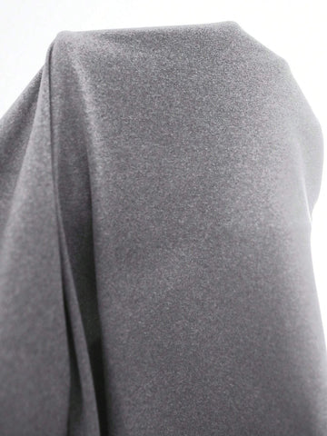 Simple Casual Basic U-Neck Strap Backless Criss-Cross Drawstring Jumpsuit In Gray Knit Fabric With Elasticity For Women