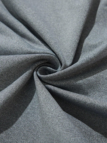 Simple Casual Basic U-Neck Strap Backless Criss-Cross Drawstring Jumpsuit In Gray Knit Fabric With Elasticity For Women