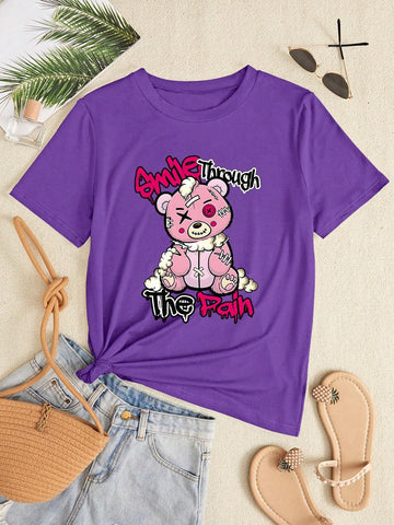 Slayr Slim Fit Women's Casual Short Sleeve T-Shirt, Comfortable, Round Neck, Fashionable Printed Women's