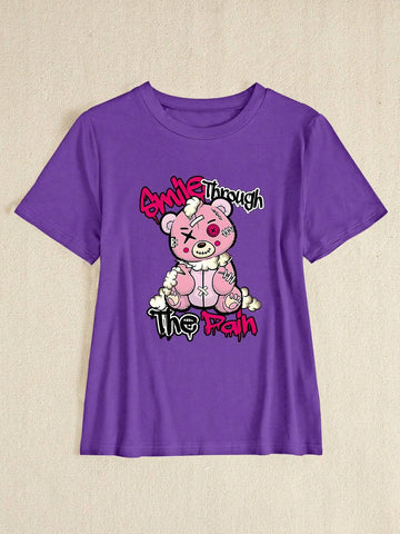 Slayr Slim Fit Women's Casual Short Sleeve T-Shirt, Comfortable, Round Neck, Fashionable Printed Women's