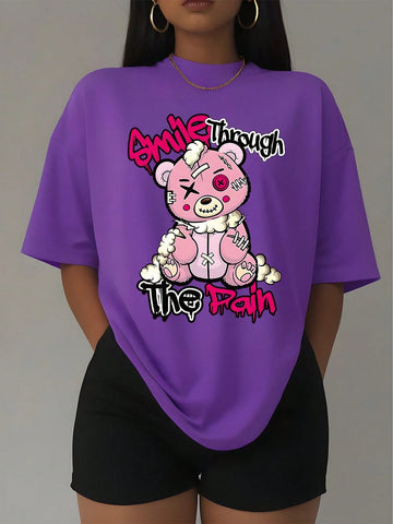 Slayr Slim Fit Women's Casual Short Sleeve T-Shirt, Comfortable, Round Neck, Fashionable Printed Women's