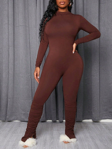 Solid Color Long Sleeve Jumpsuit