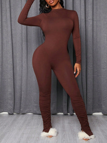 Solid Color Long Sleeve Jumpsuit