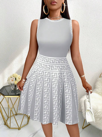 Striped Print Patchwork Tank Dress