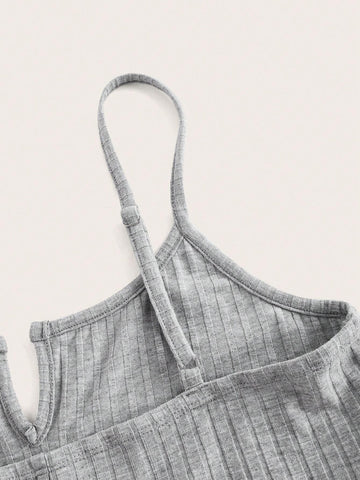 Summer Casual Basic Sporty V-Neck Spaghetti Strap Solid Color Bodysuit With Cut-Out Design