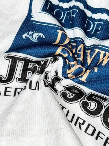 Summer Casual Simple Basic U-Neck Sleeveless Cropped Vest Mini Shorts Holiday Printed Pit Strip Slim Suit White Women's Two-Piece Set