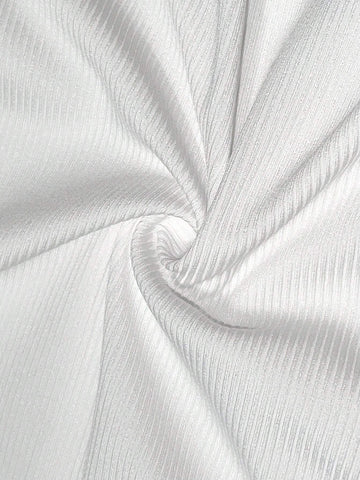 Summer Casual Simple Basic V-Neck Vest Style Slim Cycling White Pit Strip Women's Tight Jumpsuit Unitard-B