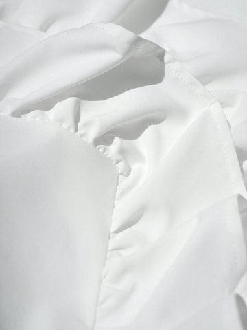 Summer Holiday Sweet Front Tie Sleeveless Top And Tiered Ruffle Shorts Set, Beach Wear For Women -E