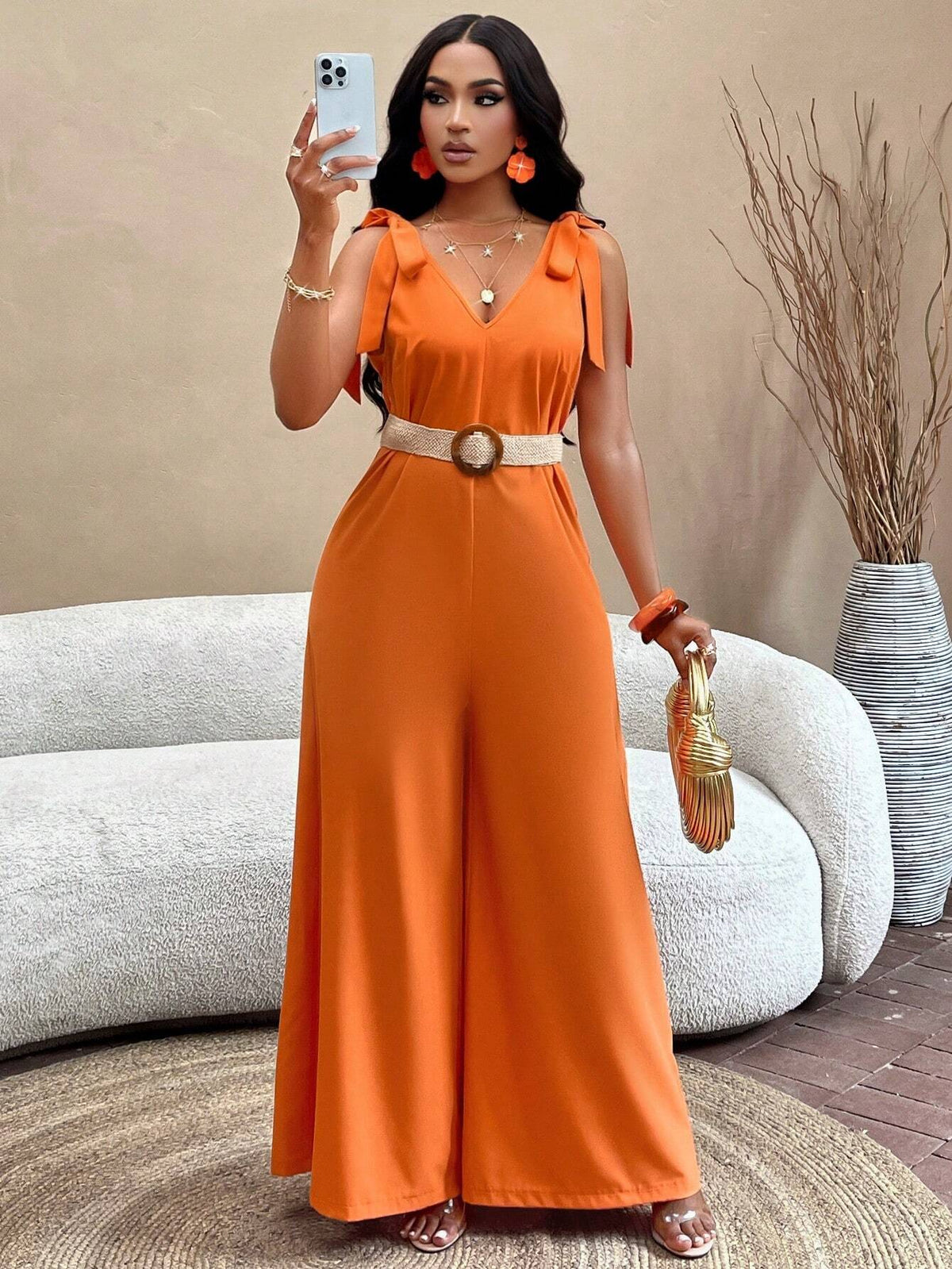 Tie Shoulder Wide Leg Cami Jumpsuit