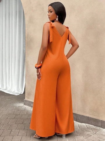 Tie Shoulder Wide Leg Cami Jumpsuit