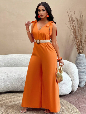Tie Shoulder Wide Leg Cami Jumpsuit