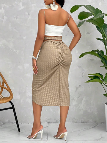 Slayr Vertical Cut Design With Hollowed Out Waist Skirt, Pleated And Beautiful Buttocks Line, High-End Tex