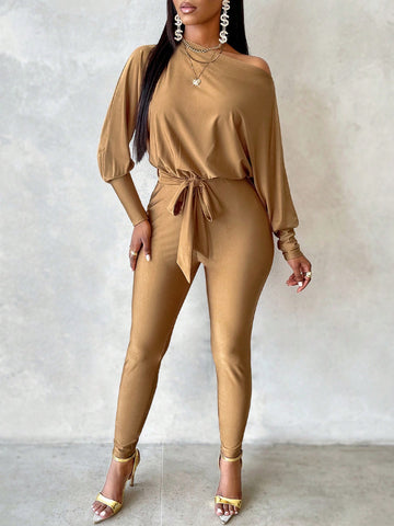 Women'S Belted Unitard Jumpsuit