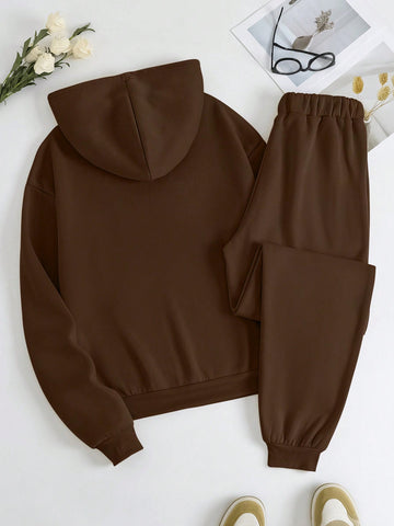 Women'S Letter Printed Hoodie And Pants Set