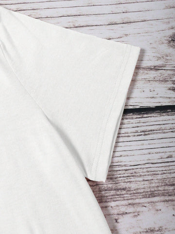 Women'S Letter & Character Printed Short Sleeve T-Shirt And Shorts Set