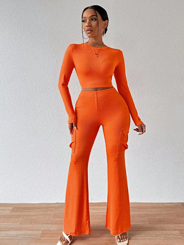 Women'S Solid Color Casual Two-Piece Outfit