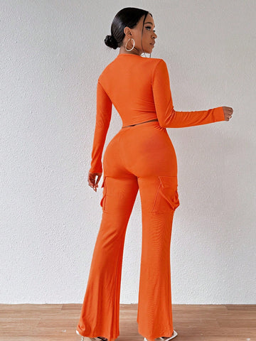 Women'S Solid Color Casual Two-Piece Outfit