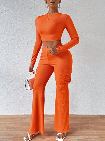 Women'S Solid Color Casual Two-Piece Outfit