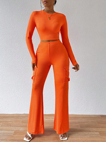 Women'S Solid Color Casual Two-Piece Outfit