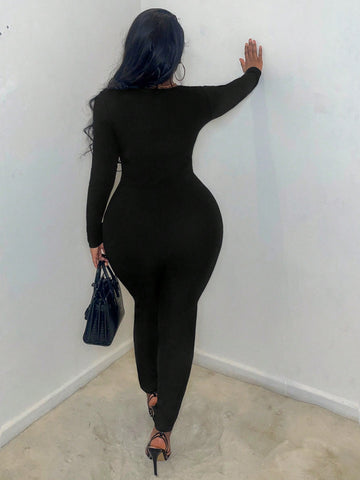 Women'S Solid Color Square Neck Jumpsuit