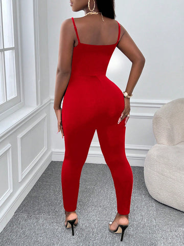 Women'S Spaghetti Strap Tight Jumpsuit