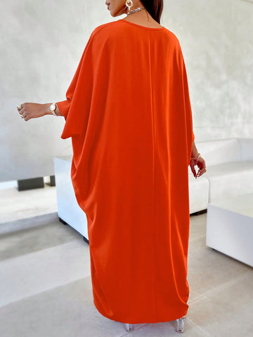 Women'S Split Hem Batwing Sleeve Top & Floral Printed Pants Set