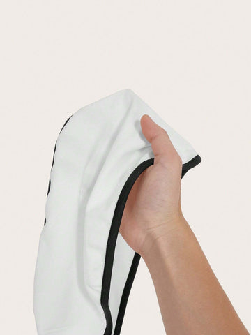 Women 2pcs Set Summer Casual Strapless High Waist Jumpsuit With Button Decoration, Black & White - M Size