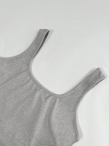 Women Casual Contrast Color Criss-Cross Waist Hollow Back Unitard