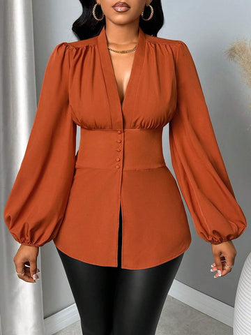 Slayr Women Plain Casual Long Sleeve Blouse