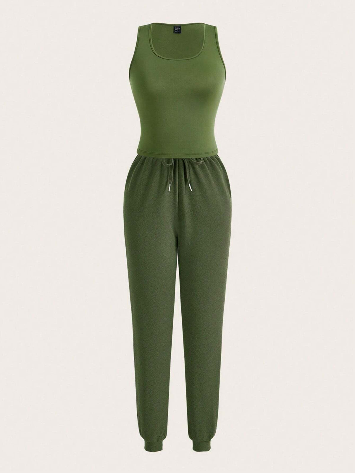 Women Solid Color Sleeveless Vest And Tapered Casual Pants Two-Piece Set