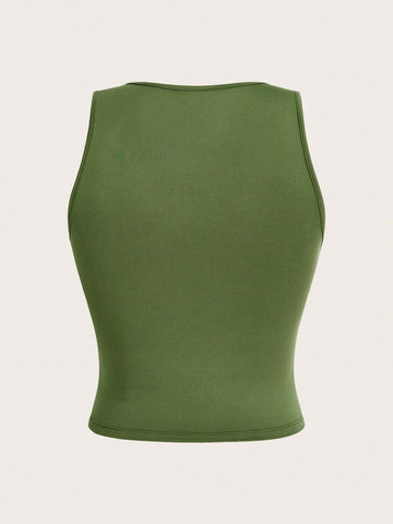 Women Solid Color Sleeveless Vest And Tapered Casual Pants Two-Piece Set