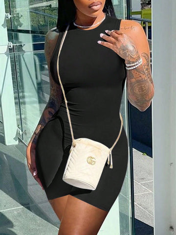 Women Solid Color Zipper Back Bodycon Romper Shorts For Summer