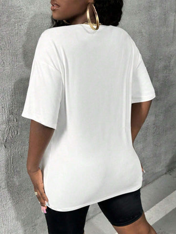 Women Summer Lips Print Round Neck Drop Shoulder Short Sleeve Funny T-Shirt And Short Leggings Set