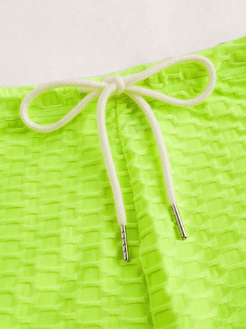 Women Summer Solid Color Texture Vest & Shorts Set