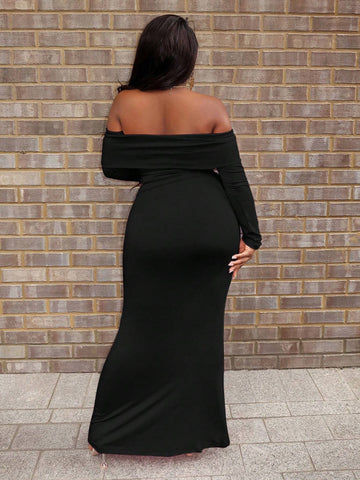 Women's 2pcs Set Elegant Casual Date Party Outfit - Off Shoulder Long Sleeve Top & Fish Tail Skirt