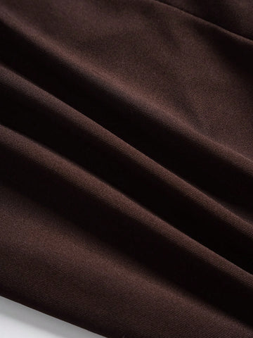 Women's Backless Ruffle Detail Solid Color Bodycon Romper Shorts