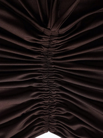 Women's Backless Ruffle Detail Solid Color Bodycon Romper Shorts