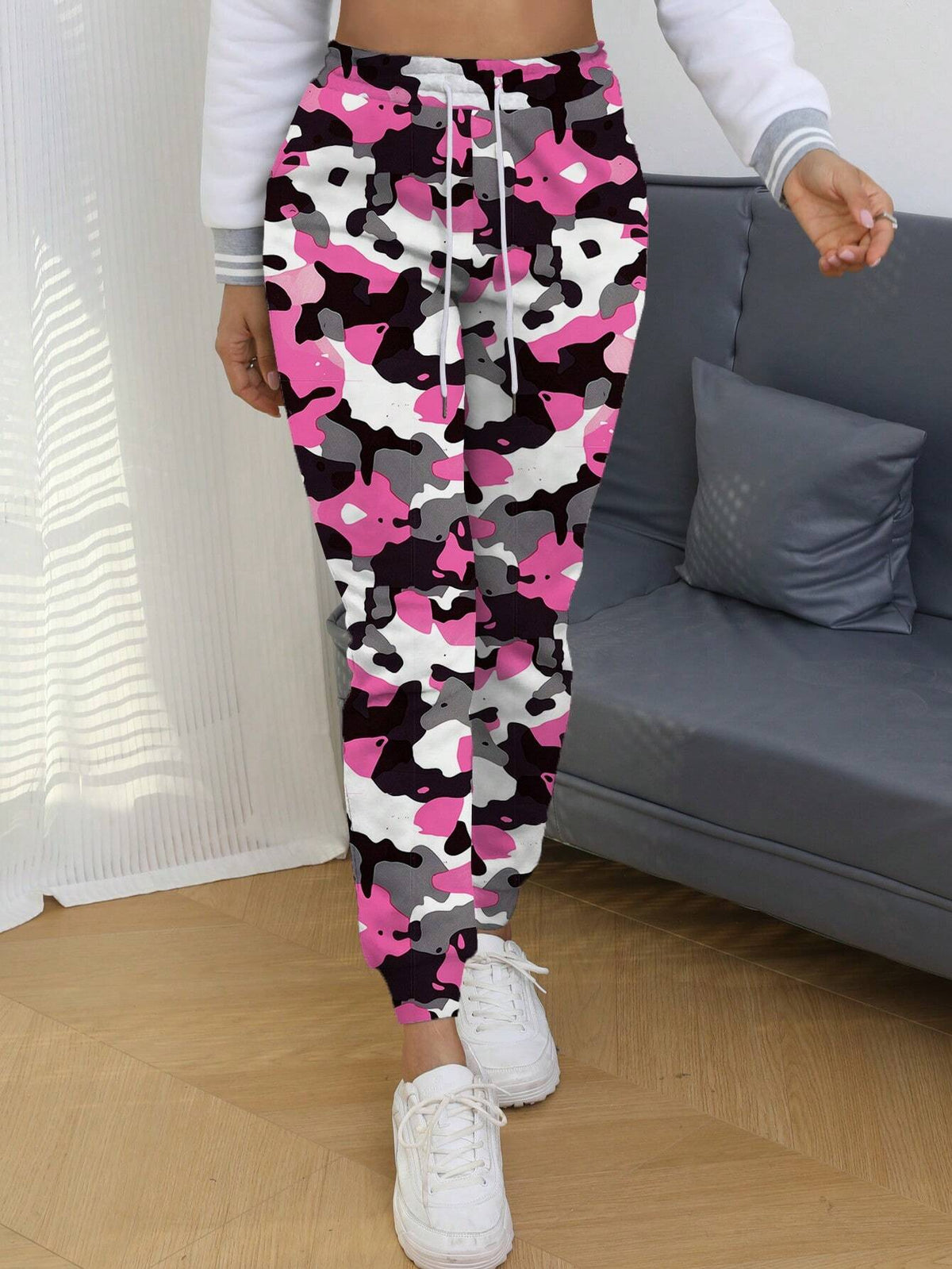 Slayr Women's Camouflage Print Casual Drawstring Waist Jogger Pants With Pockets