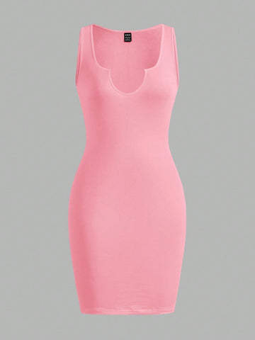 Women's Casual And Versatile Sleeveless Bodycon Dress In Pink For Summer